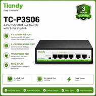 Tiandy TC-P3S06 Network PoE Switch 4 Port SPEC:F/0420/AT/55 - 3 Year Warranty