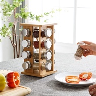 Rotatable Bamboo Kitchen Spice Rack Storage Wholesale Spice Bottles JBG7