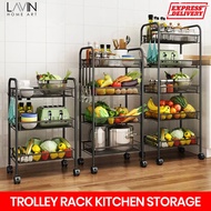 3/4/5 Tier Multifunction Metal Storage Cart Trolley Rack With Wheels/Rak Letak Barang Dapur/Balang Susun Rempah Ratus