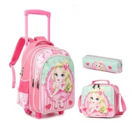 Children School Trolley Backpack Bag Kids School Wheeled Backpack Bag For Girls With Lh Bag Set Rolling School Bag Wheels