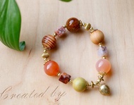 ||楠紅||典雅木香系列手環。花瑪瑙/菊花石南紅料/金絲楠/血龍木