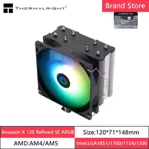 Thermalright Assassin X 120 Refined SE ARGB 4x6mm Heat Pipe Tower CPU Air Cooled Radiator,120mm PWM 
