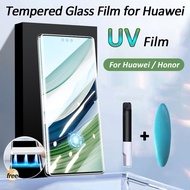 UV Tempered Glass Film for Huawei Honor 100 90 80 70 60 50 30 Pro P60 P50 P40 P30 Pro Mate 60 50 40 30 20 Pro Plus Honor Magic 6 5 Pro Full Glue Curved Cover Screen Protector