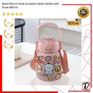 Insulation Water Bottle with Straw 800 ml - DJ-689 - Pink