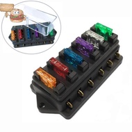 sun 6 Way Circuit Standard ATO Blade Fuse Box DC 12V/24V Car Fuse Block Holder Fuses shine