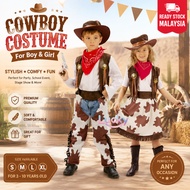 【Ready Stock Malaysia】Cowboy Cowgirl Costume Set Kids Adult Boys Girls Men Women Western Outfit Baju
