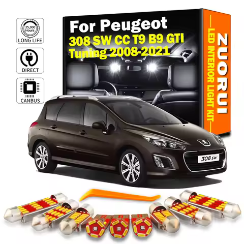 ZUORUI Canbus LED Interior Map Dome Light Kit For Peugeot 308 SW CC T9 B9 GTI Tuning 2008-2019 2020 