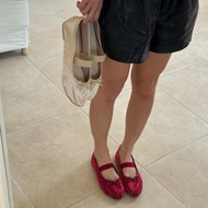 Pixfootwear Emma Flat - Women's Ribbon Flat Shoes Ballet Flats (Cherry Red, Cream, Peach Satin)