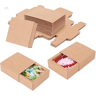 Kraft Paper Folding Box Drawer Box Rectangle BurlyWood 8.3x8.3x3.2cm 20pcs/set