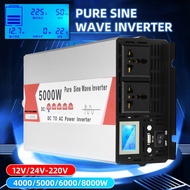 DC 12V/24V TO AC 220V LCD Display Power Inverter Voltage Transformer Power Converter Solar Inverter Pure Sine Wave Inverter  4000W/5000W/6000W/8000W New