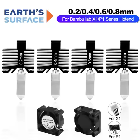 Upgrade Hotend For Bambu Lab X1 X1C Hot End For Bambulab P1P P1S Hardened Steel Nozzle 0.2/0.4/0.6/0