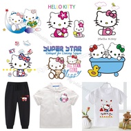 Hello Kitty Thermal Transfer Clothing Sticker Kawaii Cartoon Kitty Cat Iron on Patches Kids Hoodie T