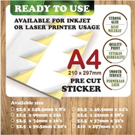 A4 blank sticker / A4 Pre Cut Blank Sticker / A4 Sticker Label - 52.5mm