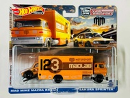 Hobby Store xe mô hình Hot Wheels Team Transport Mad Mike Mazda RX3 vs Sakura sprinter