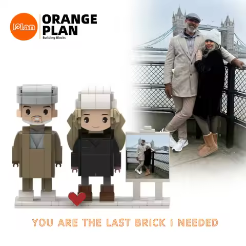 Orange plan custom Building blocks character personalized couple set full body 2 minifigures small g