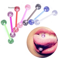 ️TT ️ 8PCS/Set Colorful Glitters Acrylic Barbell Ball Tongue Rings Piercing Jewelry PH