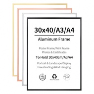 1 khung ảnh nhôm nhiều màu 30x40cm/A3/A4, khung ảnh kim loại không khung, viền mỏng, chống gỉ, khung