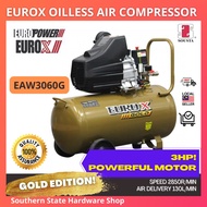 [READY STOCK] EUROX GOLD EAW3060G / EAW3060 / EAX3060 / EAX-3060 60L 3HP Direct Driven Air Compresso
