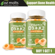 Ozmolts Vitamin D3+K2 Gummies Vitamin D3 10000 IU Calcium Vitamins for Promote Calcium Absorption