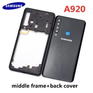 New For Samsung Galaxy A9 2018 A9 Star Pro A9S A920 A920F Battery Cover Back Glass Phone Housing+Camera Lens+ Metal Middle Frame