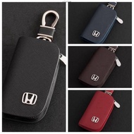Cross Pattern Leather Car Remote Key Chain Holder Case Bag Wallet Pouch Keychain Large Capacity Anti Loss Car Accessories Keyring Fit For Honda Brios City HRV BRV CRV Jazz Freed Ci