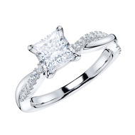 Sterling Silver 4-Prong Petite Twisted Vine 1CT Princess Cut Genuine Moissanite Engagement Ring Prom