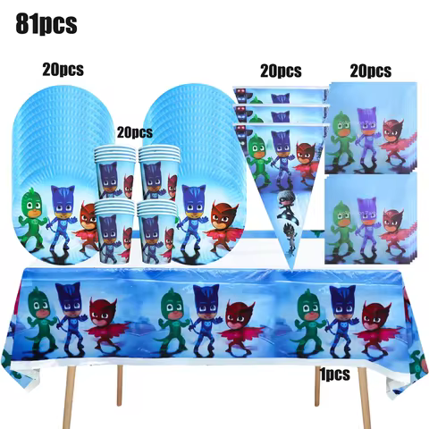 pj Masks Birthday Party Decoration PJ Masks Balloons Disposable tableware set Super Hero Connor Tabl