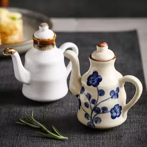 150ml Ceramic Olive Oil Seasoning Bottle Vinegar Soy Sauce Ceramic Spice Jar Cruets Soy Sauce tablew