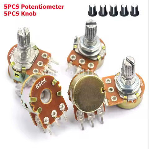 5 Sets WH148 1K 10K 20K 50K 100K 500K Ohm 15mm 3 Pin Linear Taper Rotary Potentiometer Resistor For 