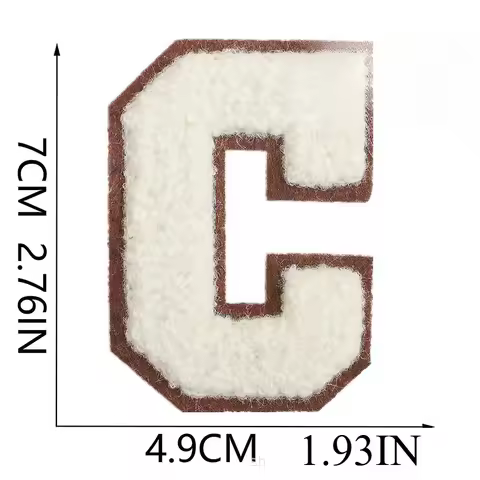 7Cm Brown Bottom Milk White Word Towel Embroidery English Letter Embroidery Cloth Sticker Computer E