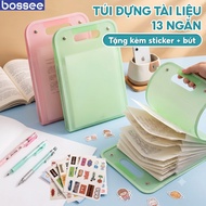 File Bag with 13 Compartments for Papers, Documents, Exams, A4 Size, Convenient and Neat Storage