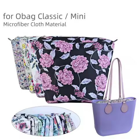 New 1 pc floral microfiber cloth O bag Inner Lining Insert Zipper Pocket Organizer for Classic Mini 