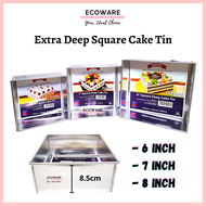 Aluminium Extra Deep Square Cake Mould Tin (6/7/8 Inch) / Loyang Kek Aluminium / Acuan Kek / Loyang 