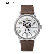 Timex Welton Timex X Peanuts - Snoopy Brown Leather Analog Quartz Watch For Men TW2R94900 STYLE