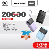 [3C Certified] Pineng PN-832PD 22.5W Fast Charge Powerbank Built-in Cable 20000 PN832 Pineng Powerba
