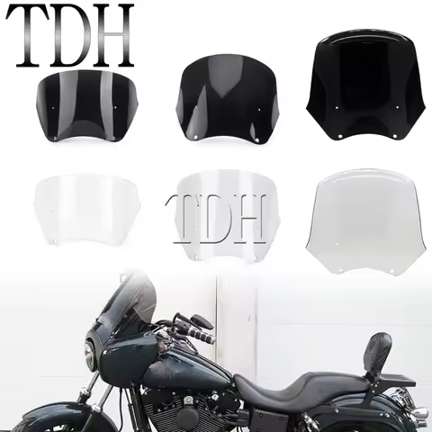 Motorbike Bolt On Front Headlight Fairing Replace Windshield 9" 12" 15in Screen for Harley Dyna Low 