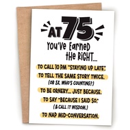 [Coisíní] Funny 75th Birthday Card - Getting Old Humor - Earned The Right Sassy and Sarcastic Greeti