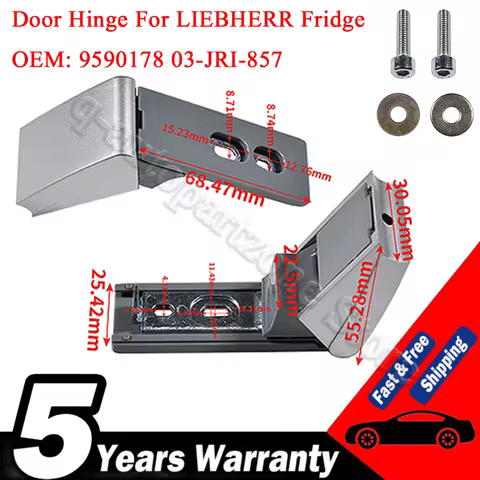 9590178 Door Hinge For LIEBHERR Fridge Freezer Refrigerator Pair Hinges With Fixings Silver 03-JRI-8