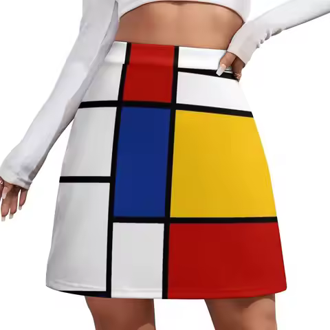 De Stijl #2 (Mondrian Inspired) Mini Skirt korean style clothing mini skirts Mini Skirt