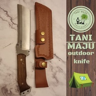 TANI MAJU Model 409 DC53 Steel Outdoor Machete 61HRC Hardness, 35cm Full Length Wooden Handle Cuttin