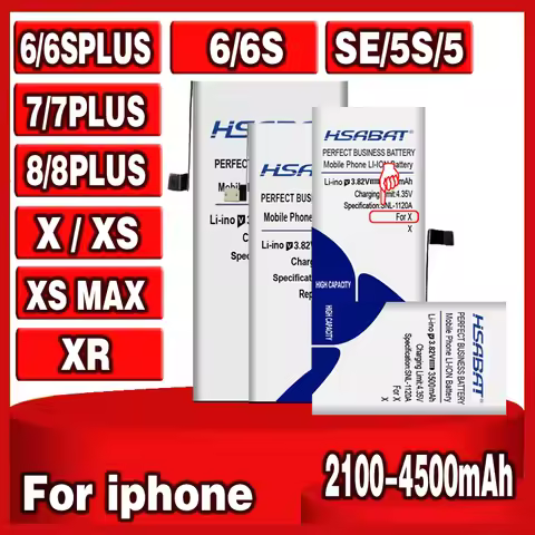 HSABAT 2100-4500mAh 6S plus Battery for iphone 5 5S 6 6S 7 8 X XS XR SE / XS MAX / 6 plus / 7 plus /