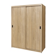 [特價]IHouse-【免組裝】台灣製4X7尺推門收納衣櫃 (贈實木衣架*5)古橡