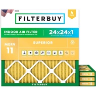 Filterbuy 24x24x1 Air Filter MERV 11 Superior Pet & Allergy Defense (4-Pack), Electrostatic Pleated 