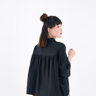 超大號彼得潘領襯衫 - 黑色