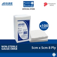 ASSURE Gauze Swab Non-Sterile 5cm x 5cm x 8-Ply, 100 Pce/Pkt
