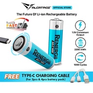 Alcatroz Renergii Li-Ion AA / AAA Rechargeable Battery | Huge Battery Capacity | Type C Charing Port