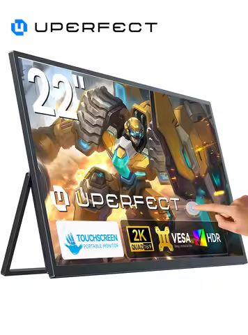 UPERFECT 22' 2K QLED Touchscreen Portable Monitor W/VESA & 180° Adjustable Stand 100% DCI-P3 FreeSyn
