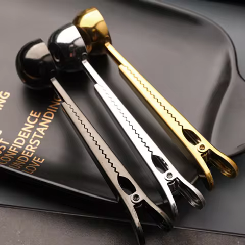 1/3Pcs Multifunction Stainless Steel Coffee Scoop with Clip Coffee Tea Measuring Scoop 1Cup Ground C