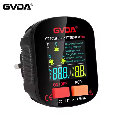 GVDA Socket Tester Pro Voltage Test Digital Outlet Socket Detecter EU Plug Ground Zero Line Plug Pol