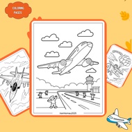 Set of 50/25/10 sheets of coloring pages, Plane coloring pages, A4, A5 paper 160gsm thick PL978D